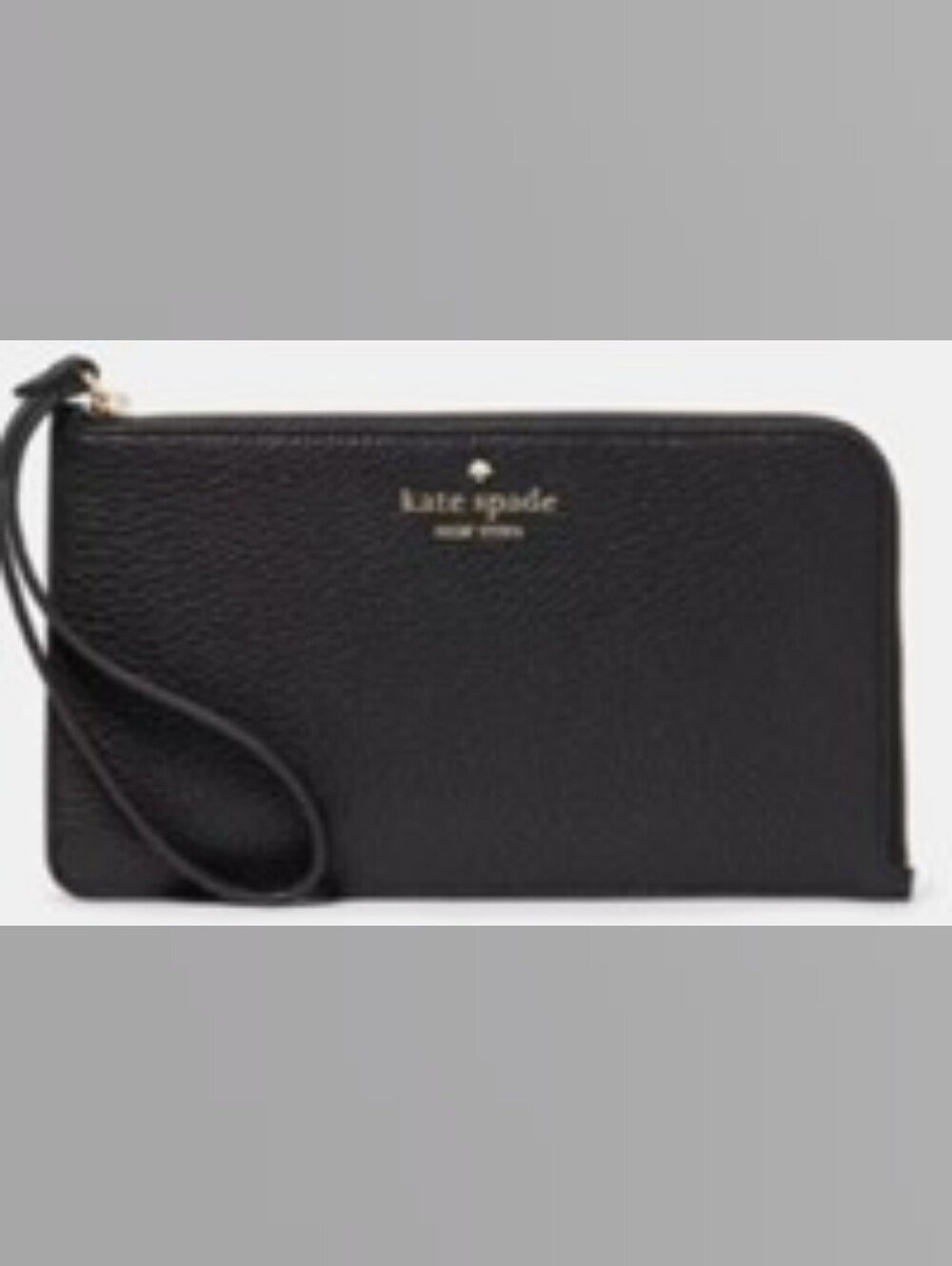 kate spade Black Leather Zip Wristlet with Gold Logo